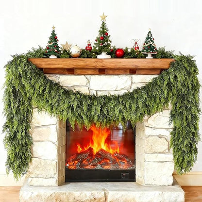 6ft 1Pcs Christmas Cedar Garland Artificial Realistic Soft Thick Green Faux Lush Cedar Pine Garland for Fireplace Mantel Stairs Doorframe Table Porch Indoor Outdoor Holiday Decor