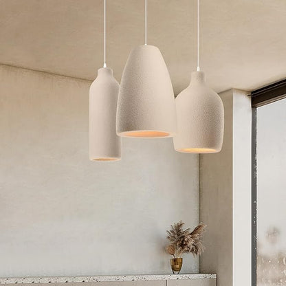 JAYMP Wabi Sabi Pendant Light for Dining Room Kitchen Island Light Hallway Restaurant Hanging Lamp E26 Base Japanese Style Wine Bottle Shape Lighting Fixture, 1 Pack (Light Brown,A Shape, D35×H51cm)