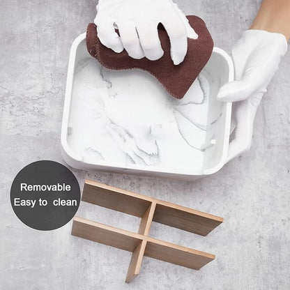 Desk Organizer, Marble Remote Holder for Table, Modern Office Controller Pen Phone Holder Organizer, Stylish Caddy and Storage Accessories for Bedside Nightstand Desktop