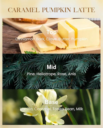 M&SENSE Large Candles Caramel Pumpkin Latte Scented, 3 Wick Natural Soy Candles for Home Scented, 150H Long Lasting Slow Burn Jar 35oz, Home Fragrance Halloween Thanksgiving Christmas Gifts