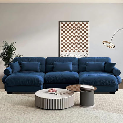 SoarFlash Sectional Sofa Couch, U Shaped Modern Sofa with Solid Wood Legs, Couches Sofas for Living Room Apartment, Comfortable Small Couches for Apartment, Blue