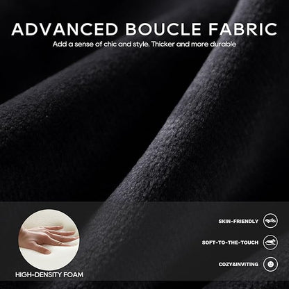 COLAMY Modern Accent Chair, Velvet Accent Chairs, Upholstered Barrel Chairs with Solid Wood Legs, Comfy Side Chair for Living Room, Bedroom, Reading, Cozy Reading Chair,Black