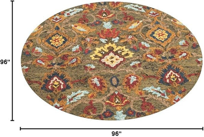 SAFAVIEH Blossom Collection 8' Round Green/Multi BLM402B Handmade Premium Wool Area Rug