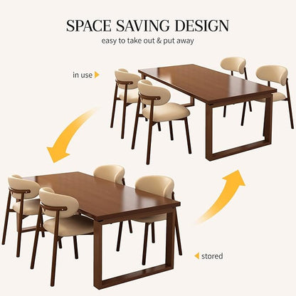 Kitchen Dining Chairs Set of 2 Modern Upholstered Dining Room Chair with Metal Legs, Walnut Leg/Khaki