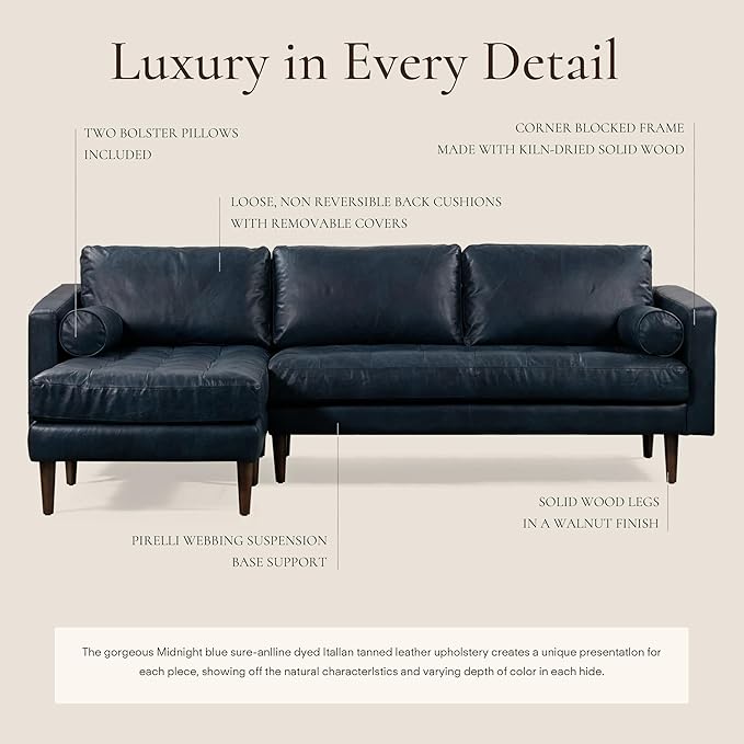 POLY & BARK Napa Furniture, 104.5 inches, Midnight Blue