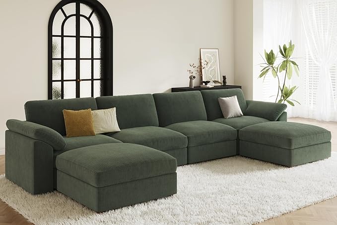 EASE MOOSE Modular Sectional Sofa,Oversized U Shape Sectional Couch with Ottoman,Wide Deep Modular Cloud Couch,Removable Cover