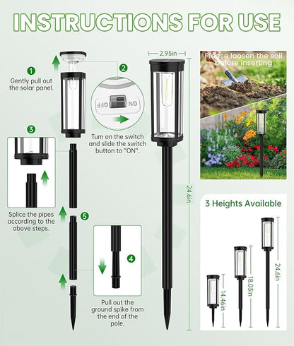 Bright Solar Lights Outdoor 6 Pack, Solar Pathway Lights Waterproof IP65, Auto On/Off Walkway Landscape Lighting, Long Lasting Outdoor Light for Walkway Landscape Path Yard Lawn Patio Decor