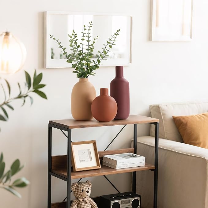 Ceramic Modern Vase for Home Decor Farmhouse Vases Set of 3 Terracotta Decorative Pottery Boho Vases for Pampas Grass Living Room Kitchen Bedroom Entryway Mantel Decor