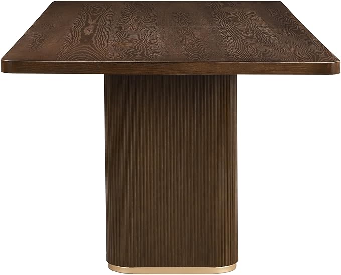 Merax 7-Piece Dining Table Set - 84'' Modern Rubberwood Table & 6 Tub Chairs, Minimalist Open-Back Design for Kitchen Dining Room, Easy Assembly, Beige+Walnut