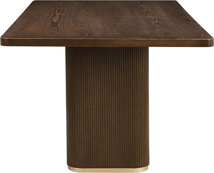 Merax 7-Piece Dining Table Set - 84'' Modern Rubberwood Table & 6 Tub Chairs, Minimalist Open-Back Design for Kitchen Dining Room, Easy Assembly, Beige+Walnut