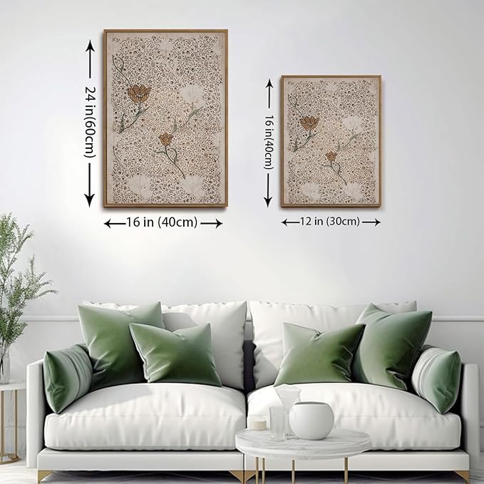 ILLBDR Vintage Framed Wall Art Abstract Floral Canvas Wall Art Set of 3 Boho Botanical Prints Gallery Artwork Neutral Flower Pictures Decor for Bedroom Living Room 12x16 Inch