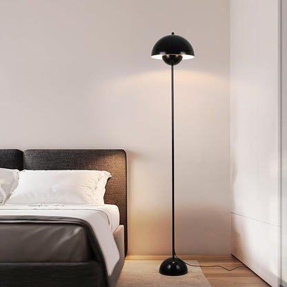 COSYLUX Modern Floor Lamp for Living Room, Industrial Tall Standing Lamp for Bedroom, Metal Shade Reflecting Light Reading Floor Lamp for Office, Nursery Room, Corner(Bright Black)