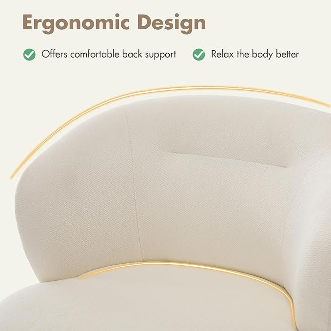 360° Swivel Accent Chairs Set of 2, Modern Chenille Upholstered Boucle Dining Chair with Back, Vanity Chair Accent Armchair Side Chairs for Dining/Living Room, Bedroom, White