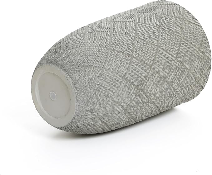 LuxenHome 22" H Concrete Tall Planters, Large Outdoor Indoor Decorative Plant Pots with Drainage Holes and Rubber Plug, Modern Gray Glen Pattern Round Flower Pot Planters for Home Garden Patio Porch