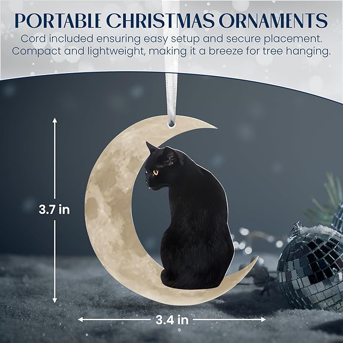 OASSIE Christmas Black Cat Gifts for Women Men - Acrylic Christmas Ornaments 2025 for Tree Decorations - Cat Lover Gifts for Women Animal Lovers, Funny Ornaments for Xmas Decorations