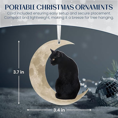 OASSIE Christmas Black Cat Gifts for Women Men - Acrylic Christmas Ornaments 2025 for Tree Decorations - Cat Lover Gifts for Women Animal Lovers, Funny Ornaments for Xmas Decorations