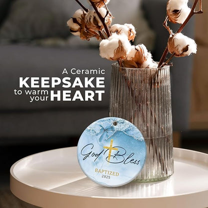 ZAGKOO Easter Baptism Gifts - Baptism Ornament for Boys, Baby Boy - Christening Gift, Religious Easter Decoration, Catholic Baptismal Gift - God Bless Baptized Christmas Ornament 2025