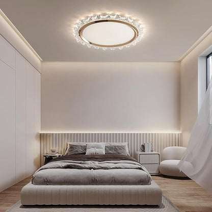 19inch Modern Dimmable LED Ceiling Light, Elegant Flowers Flush Mount Close to Ceiling Lamp, 3000K-6000K, 50W, Hallway Lighting Fixture for Bedroom, Kitchen, Bathroom, Laundry Room, Office