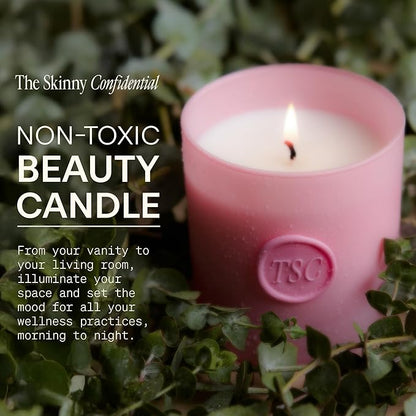 The Skinny Confidential Candle with Organic Eucalyptus Essential Oil - All-Natural Soy Wax Jar Candle - Non-Toxic Aromatherapy Candles for Home with Natural Cotton Wick - Paraben-Free & Non-GMO