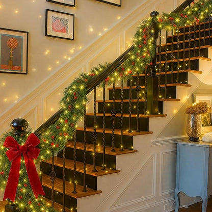 6FT Christmas Garland,Flexible Greenery Artificial Norfolk Pine Garland for Fireplace Mantel Staircase Front Door Table Centerpiece, Indoor Outdoor Holiday Decor with Realistic Pine Needles (1)