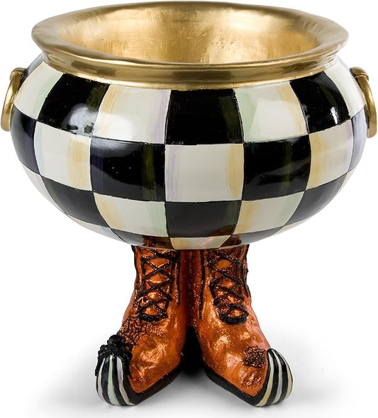 MACKENZIE-CHILDS Courtly Check Cauldron, Halloween Candy Vessel, Home Decor, 96 Ounce Vessel