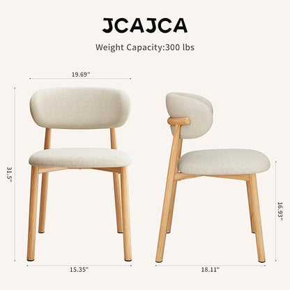 Kitchen Dining Chairs Set of 2 Modern Soft Linen Farmhouse Dining Room Chair with Metal Legs, Beige/Original
