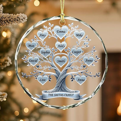 Shaant Personalized Christmas Glass Ornaments 2025, Family Tree Christmas Tree Decoration, Gifts for Family & Friends, Housewarming Gift Ideas