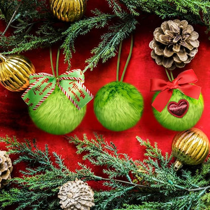 28 Pcs Lime Green Furry Christmas Ball Ornaments for Christmas Tree Hanging Decorations, Soft Pom Pom Ball Ornaments for Home Birthday Party Supplies Fireplace Mantel Wall Decor