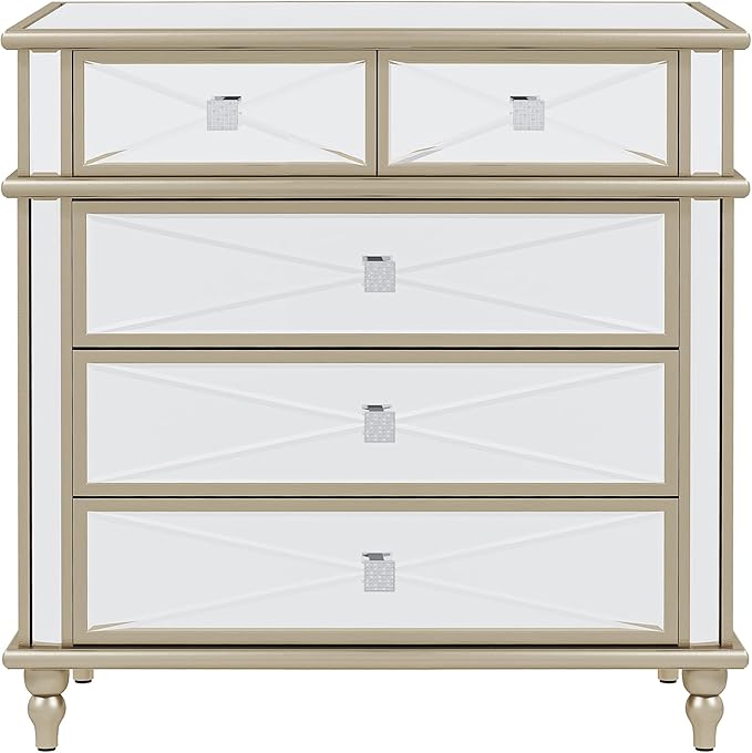 DWVO Gold 5 Drawers Dressers for Bedroom, 35" Accent Chest with Drawers