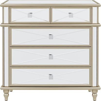 DWVO Gold 5 Drawers Dressers for Bedroom, 35" Accent Chest with Drawers