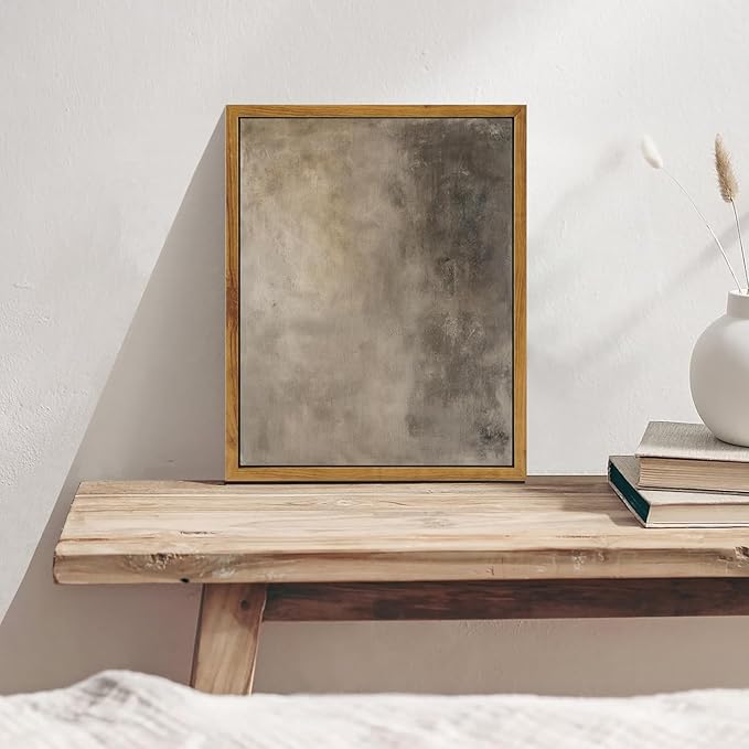 KBKBART Framed Neutral Wall Art, Earthy Abstract Canvas Oil Painting, Minimalist Textural Artwork Wall Decor, Neutral Gallery Art Prints for Bedroom Living Room, Gallery, Gifts for Friends or Family (8"x10")