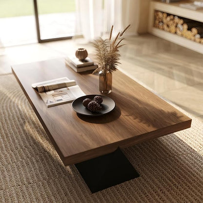 Acanva Modern Rectangle Coffee Table with Triangle Base, Minimalist Style Low Profile Center Tables for Living Room Home Office