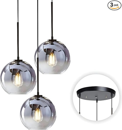 KCO Lighting 3 Pendant Light Fixtures Ceiling Hanging Large Glass Cluster Chandelier Nordic Mercury Glass Pendant Light Modern Cluster Pendant Light Fixture