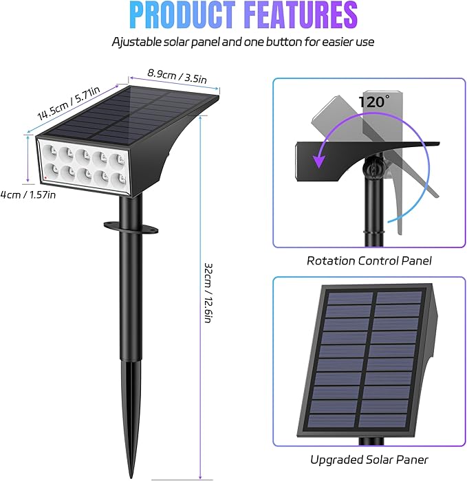 Solar Spot Lights Outdoor Color Changing, [7 Mode/12 Pack] Christmas Landscape Spotlights, Solar Lights Outdoor Waterproof,Led Powered Flood Light for Halloween Pathway Yard Garden Tree Walkway