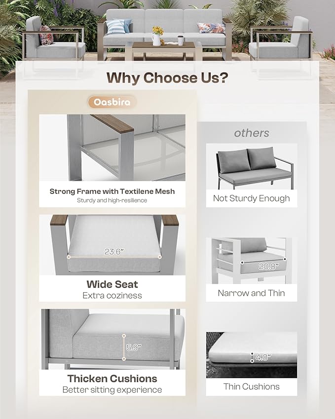 Aluminum Outdoor Patio Furniture, 2 Pieces Outdoor Chair, All-Weather Metal Modern Outside Chair for Deck, Porch (LightGray)