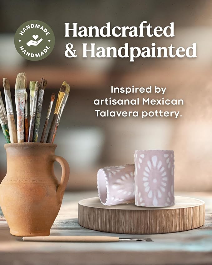 Talavera Shot Glasses 100% Handmade Ceramic Mexican Pottery Design Perfect Gifts for Women & Men, LUSH PINK