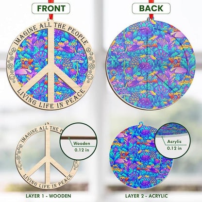Christmas Hippie Gifts for Women Men - Suncatcher Christmas Ornaments 2025 - Hippie Ornaments Boho Decor Gifts for Friends Family, Peace Sign Ornament Gift Ideas for Xmas Decorations