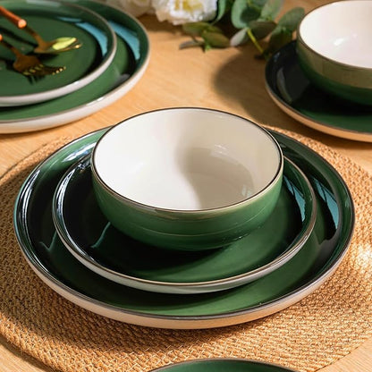 GBHOME Ceramic Dinnerware Sets, 18 Pieces Stoneware Dinnerware Set, Plates and Bowls Sets, Dishwasher & Microwave Safe,Dishes Set | Service for 6