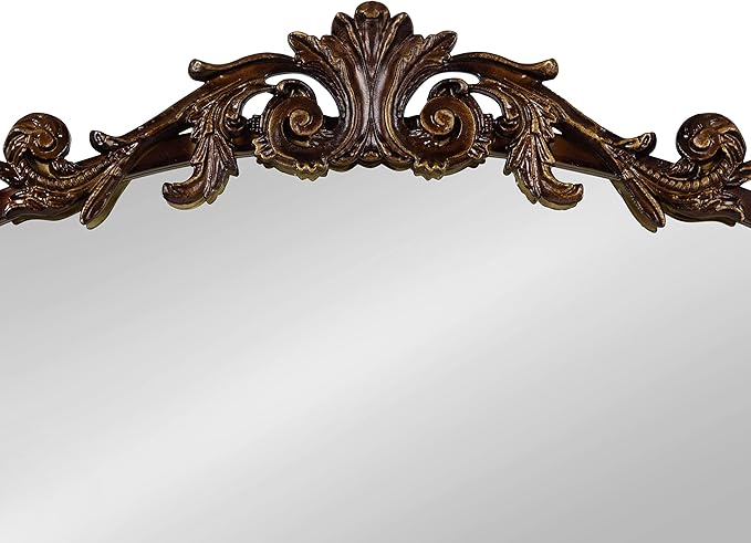 Kate and Laurel Arendahl Ornate Traditional Arched Mirror; 24 x 36; Bronze; Baroque Style Arched Wall Mirror with Crown