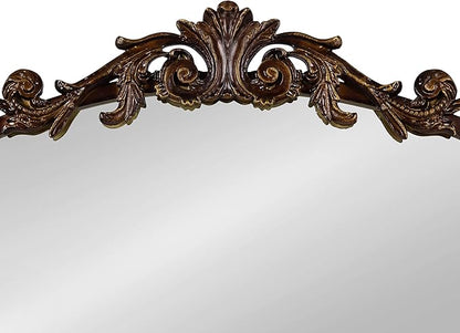 Kate and Laurel Arendahl Ornate Traditional Arched Mirror; 24 x 36; Bronze; Baroque Style Arched Wall Mirror with Crown