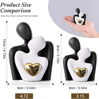 Mini Couple Statue Tv Stand Decor Items for Living Room Home Decor,Bedroom Decor for Couples Sculpture for Anniversary Wedding,Love Gifts for Couples 2025,Knick Knacks for Shelve (Black White, 3.15in)