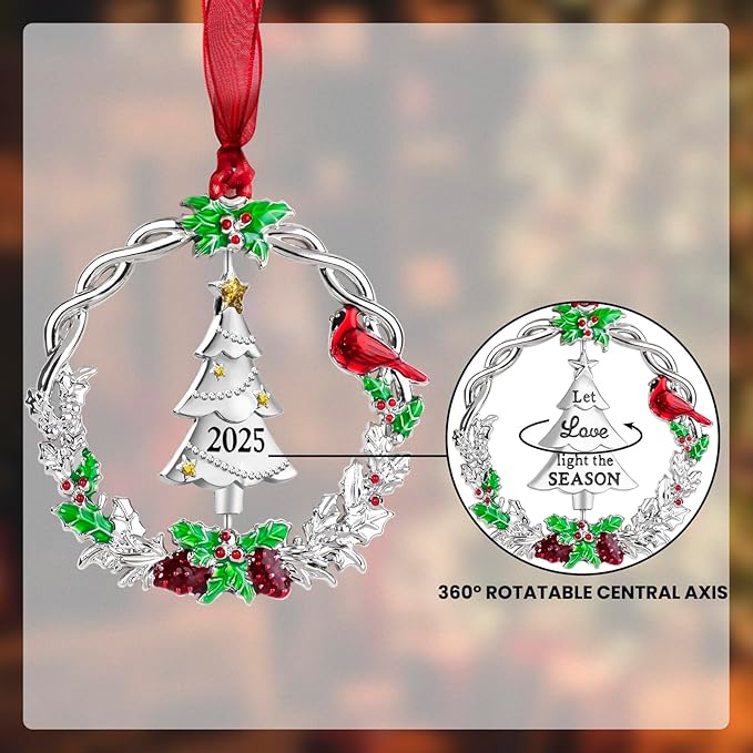 Christmas Tree Ornament Metal Silver Hanging Rotatable Design Charm Holiday Decorative Pendant Gift Keepsake (2025)