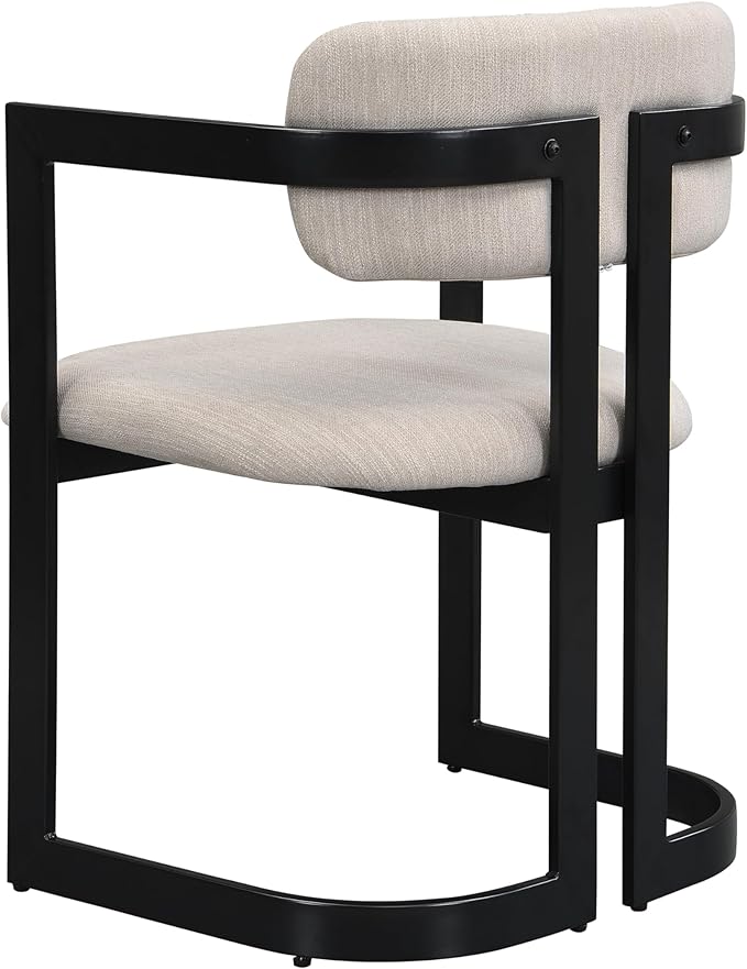 Christopher Knight Home Auber Modern Upholstered Dining Chair Set of 2, Fabric Upholstery Dining Set with Metal Frame, Comfy Side Chair for Living Room, Beige+Black