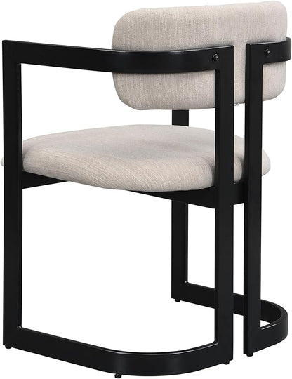 Christopher Knight Home Auber Modern Upholstered Dining Chair Set of 2, Fabric Upholstery Dining Set with Metal Frame, Comfy Side Chair for Living Room, Beige+Black