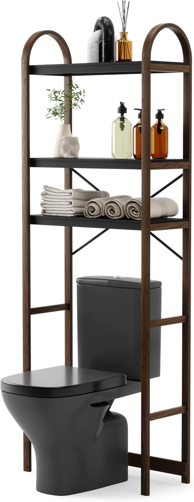 Umbra Bellwood Over The Toilet Shelf for Bathroom or Powder Room, Black/Walnut