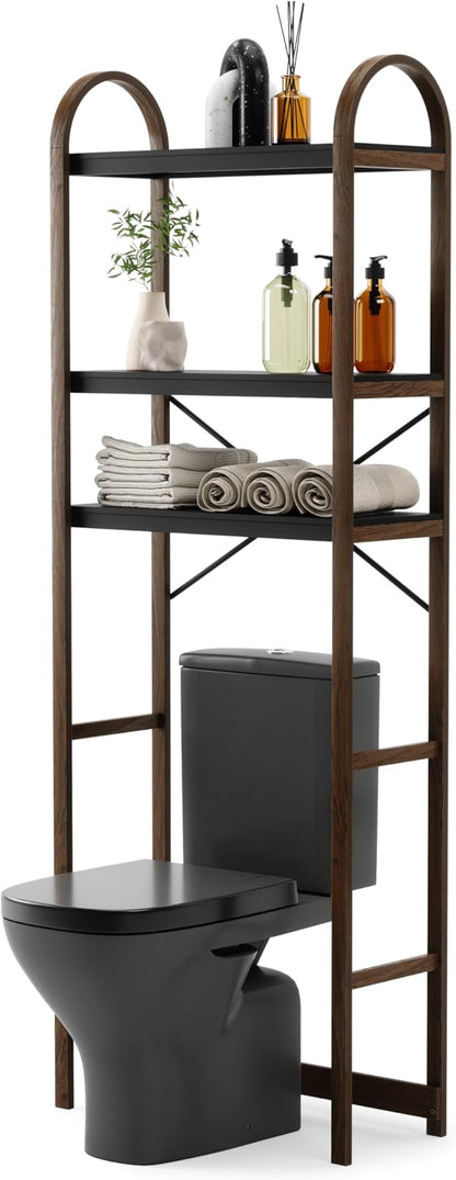 Umbra Bellwood Over The Toilet Shelf for Bathroom or Powder Room, Black/Walnut