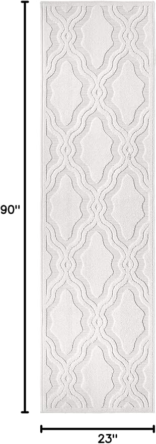 My Texas House Cotton Blossom Runner Rug 1.11x7.6 Indoor Outdoor, Natural