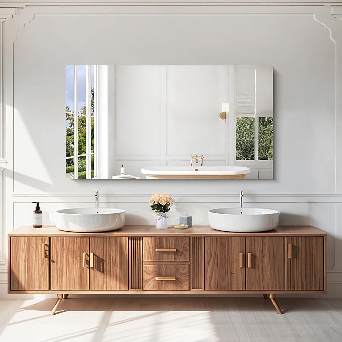 KOCUUY Large Frameless Mirror, 55x30 Inch Rectangle Bathroom Vanity Mirror for Over Sink, Upgraded Shatterproof Unframed Design for Bedroom, Living Room, Entryway