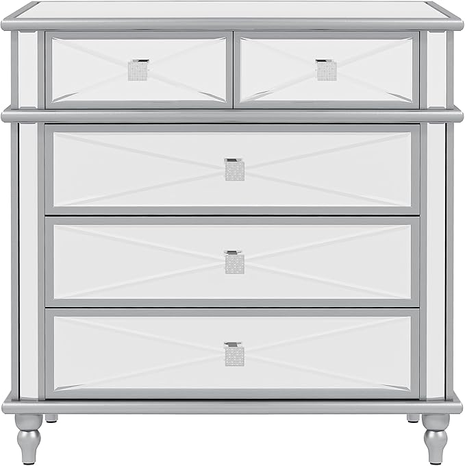 DWVO Silver 5 Drawer Dressers for Bedroom 35" Accent Chest with Drawers
