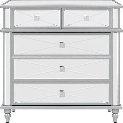 DWVO Silver 5 Drawer Dressers for Bedroom 35" Accent Chest with Drawers